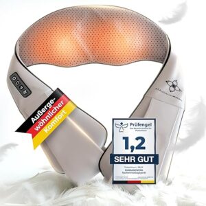 MASSAGEWERK® Shiatsu Nacken- und Rückenmassagegerät | Elektrisches Nackenmassagegerät mit Wärmefunktion